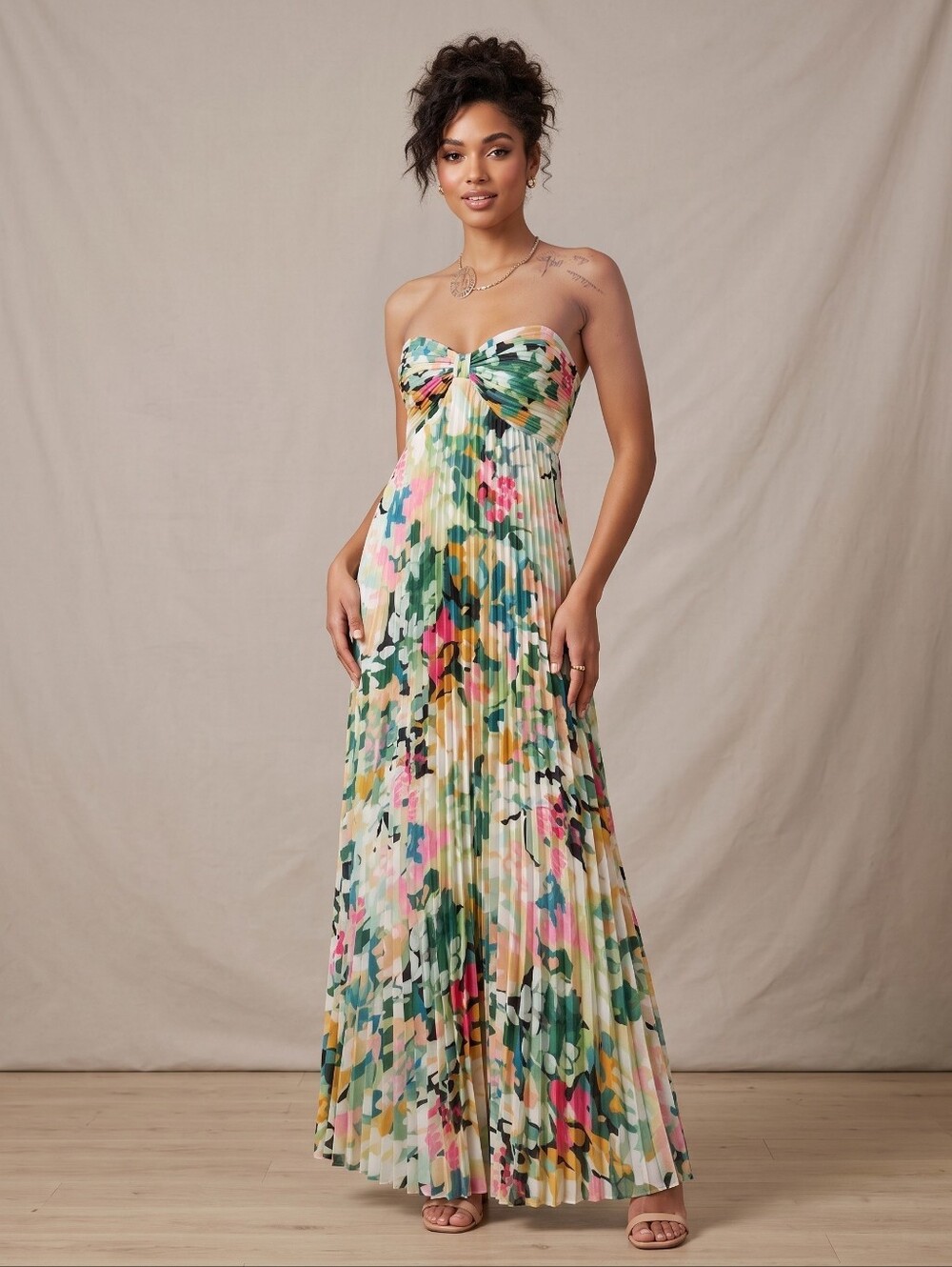 Lulus Whimsical Beauty Strapless Floral Maxi Dress Small NWT